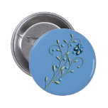 Pretty Blue Daisy & Butterfly Doodle Pin