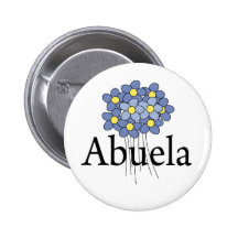 Pretty Blue Flower Abuela T-shirt Button