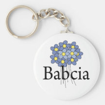 Pretty Blue Flower Babcia T-shirt Key Chains