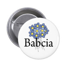 Pretty Blue Flower Babcia T-shirt Pinback Button