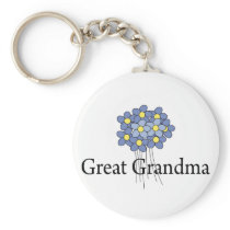Pretty Blue Flower Great Grandma T-shirt Keychain
