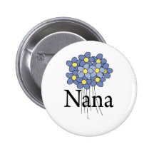 Pretty Blue Flower Nana T-shirt Button