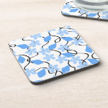 Pretty blue flower pattern on white. Custom Coaster