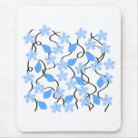 Pretty blue flower pattern on white. Custom Mouse Pads