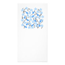 Pretty blue flower pattern on white. Custom Photo Greeting Card