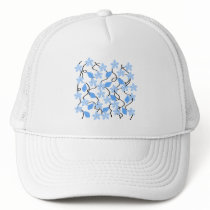 Pretty blue flower pattern on white. mesh hat