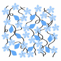 Pretty blue flower pattern on white. cut outs