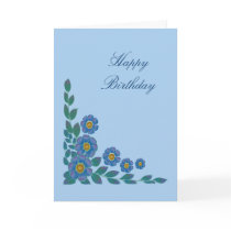 Pretty Blue Flowers Birthday Card cards