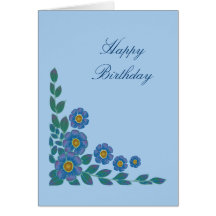 Pretty Blue Flowers Birthday Card