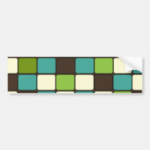 Pretty Blue Green Brown Cream Mosaic Tile Pattern Bumper Stickers