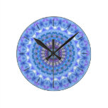Pretty Blue Kaleidoscope Mandala wall clock