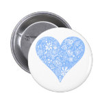 Pretty Blue Lace Heart with delicate white detail Pinback Button