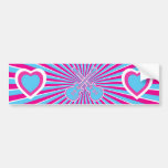 Pretty Blue & Pink Guitars & Hearts Bumper Sticker