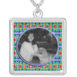 pretty blue turquoise photo frame necklaces