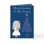 Pretty Blue & White Princess & Christmas Tree Card