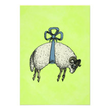 Pretty Bow Sheep CHANGE COLOR  ~ Invitations