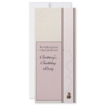 Pretty Brown Bear Tan Plaid Invitation