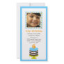 Pretty Cake Photo Birthday Party Invitation - Blue