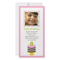 Pretty Cake Photo Birthday Party Invitation - Pink