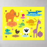 Pretty cartoon animal poster for young children