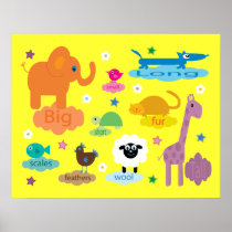 Pretty cartoon animal poster for young children