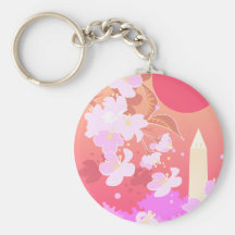 pretty cherry blossom scene keychain