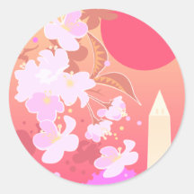 pretty cherry blossom scene sticker