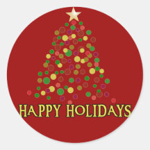 Pretty Christmas Tree 'Pointalism' Card or Sticker