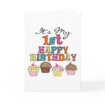 Pretty Cupcakes 1st Birthday Tshirts and Gifts Greeting Card