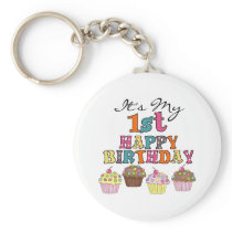 Pretty Cupcakes 1st Birthday Tshirts and Gifts Keychain