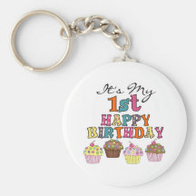Pretty Cupcakes 1st Birthday Tshirts and Gifts Keychain