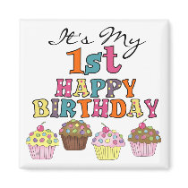 Pretty Cupcakes 1st Birthday Tshirts and Gifts Fridge Magnet