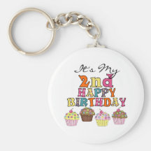 Pretty Cupcakes 2nd Birthday Tshirts and Gifts Key Chain