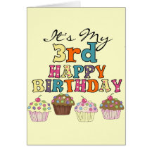 Pretty Cupcakes 3rd Birthday Tshirts and Gifts Greeting Cards