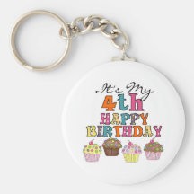 Pretty Cupcakes 4th Birthday Tshirts and Gifts Keychain