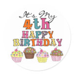 Pretty Cupcakes 4th Birthday Tshirts and Gifts stickers