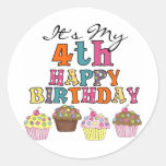 Pretty Cupcakes 4th Birthday Tshirts and Gifts Sticker