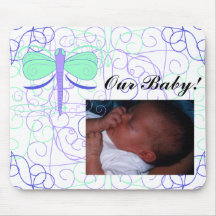 Pretty Cyan And Blue Dragonf Baby Picture Mousepad