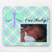 Pretty Cyan And Blue Dragonf Baby Picture Mousepad
