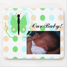 Pretty Cyan And Green Butterfly Mousepad