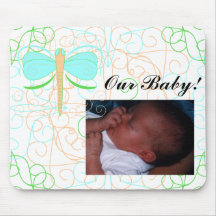 Pretty Cyan And Green Dragon Baby Picture Mousepad