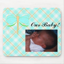 Pretty Cyan And Green Dragon Baby Picture Mousepad