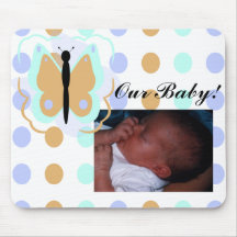Pretty Cyan And Orange Butterfly Mousepad