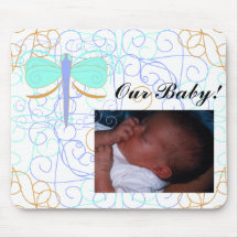 Pretty Cyan And Orange Drago Baby Picture Mousepad