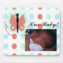 Pretty Cyan And Pink Butterfly Mousepad