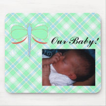 Pretty Cyan And Pink Dragonf Baby Picture Mousepad