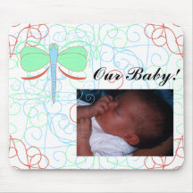 Pretty Cyan And Pink Dragonf Baby Picture Mousepad