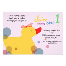 Pretty Ducky - pink birthday invitations