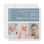 Pretty Dusty Blue Photo Collage Graduation Party Personalized Invites