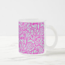 Pretty Elegant Pink Aqua Damask Floral Print Coffee Mug